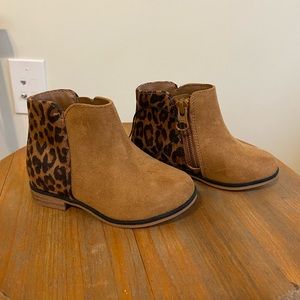 NWT Toddler Ankle Boots, Brown and Cheetah Print